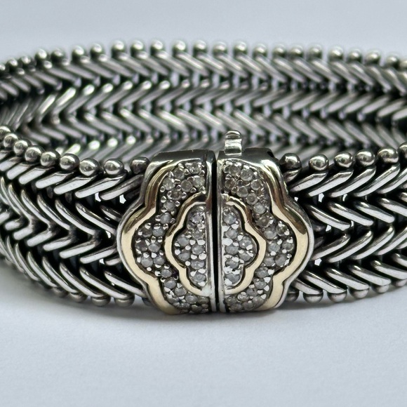 925/14K yellow gold diamond designer woven chain bracket💎✨ - Picture 12 of 17